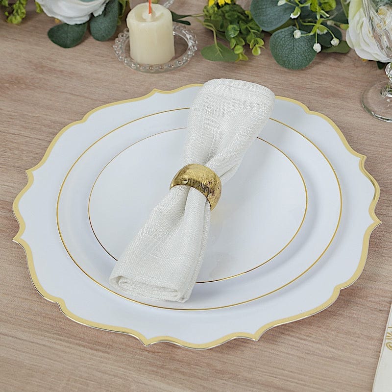 10 Pack 13 in Round Plastic Charger Plates with Scalloped Rim