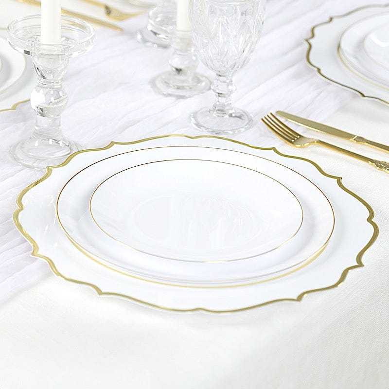 10 Pack 13 in Round Plastic Charger Plates with Scalloped Rim
