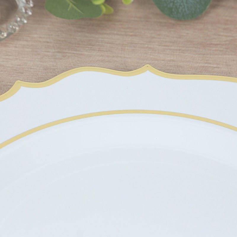 10 Pack 13 in Round Plastic Charger Plates with Scalloped Rim