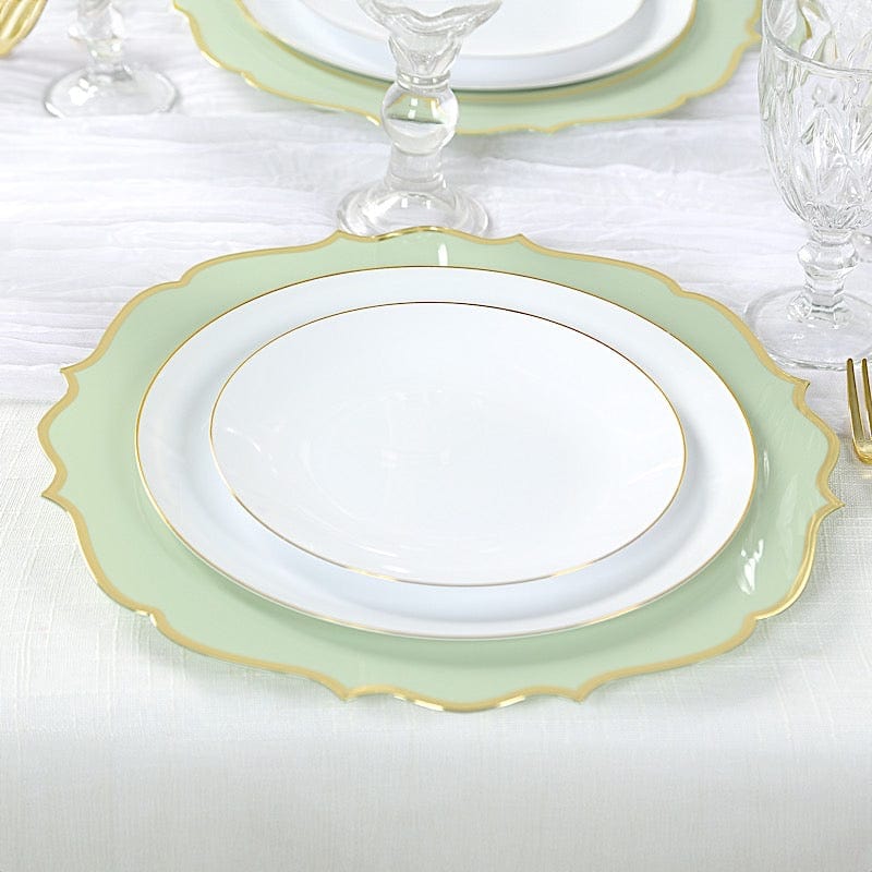10 Pack 13 in Round Plastic Charger Plates with Scalloped Rim