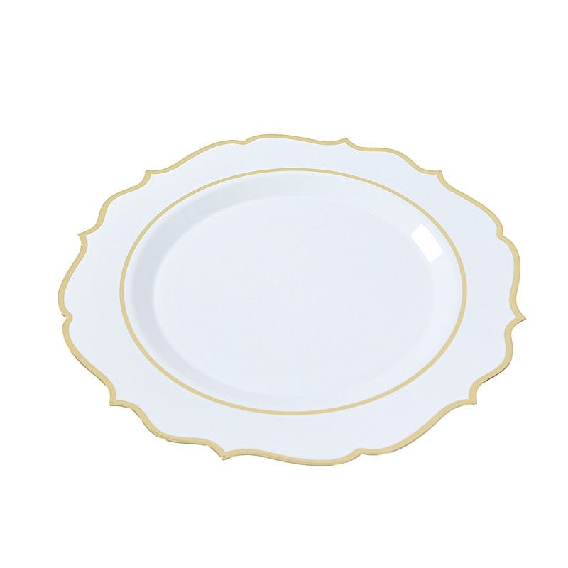 10 Pack 13 in Round Plastic Charger Plates with Scalloped Rim