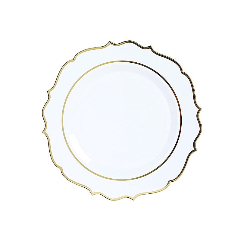 10 Pack 13 in Round Plastic Charger Plates with Scalloped Rim
