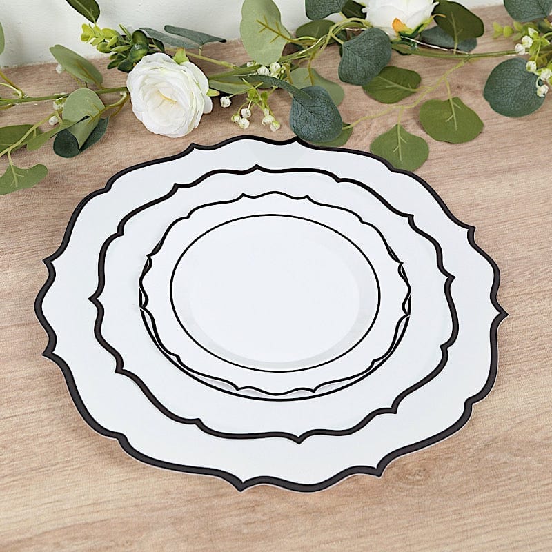 10 Pack 13 in Round Plastic Charger Plates with Scalloped Rim