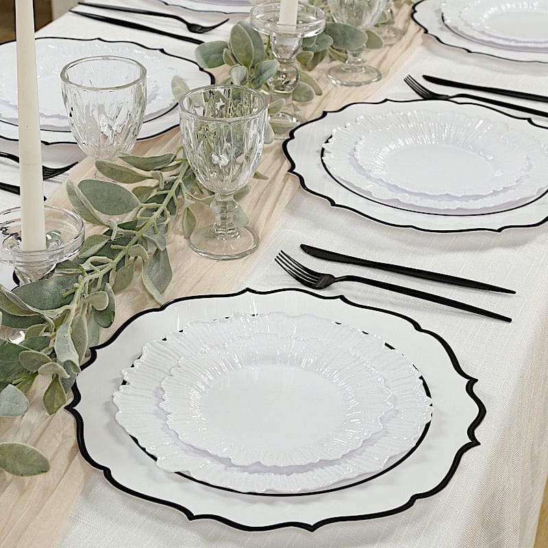 10 Pack 13 in Round Plastic Charger Plates with Scalloped Rim