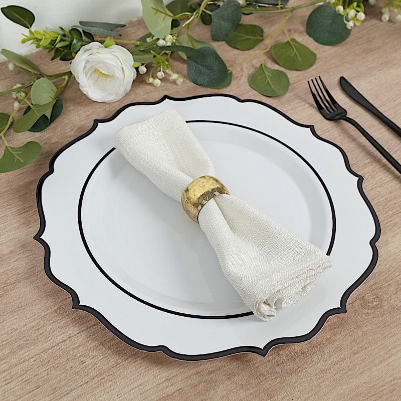 10 Pack 13 in Round Plastic Charger Plates with Scalloped Rim