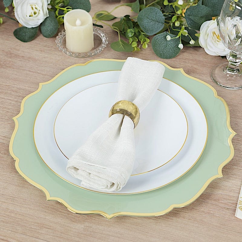 10 Pack 13 in Round Plastic Charger Plates with Scalloped Rim
