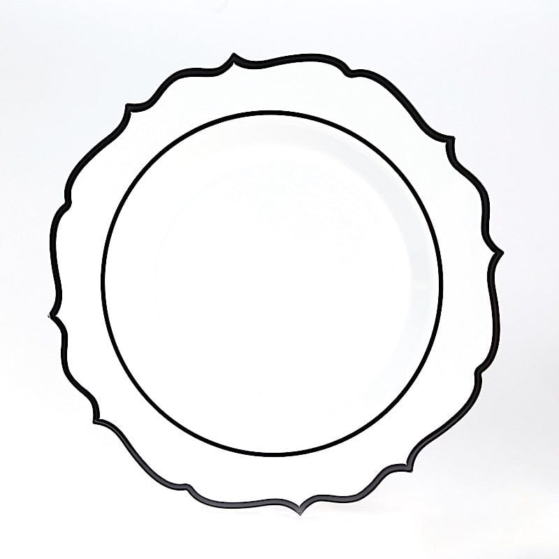 10 Pack 13 in Round Plastic Charger Plates with Scalloped Rim