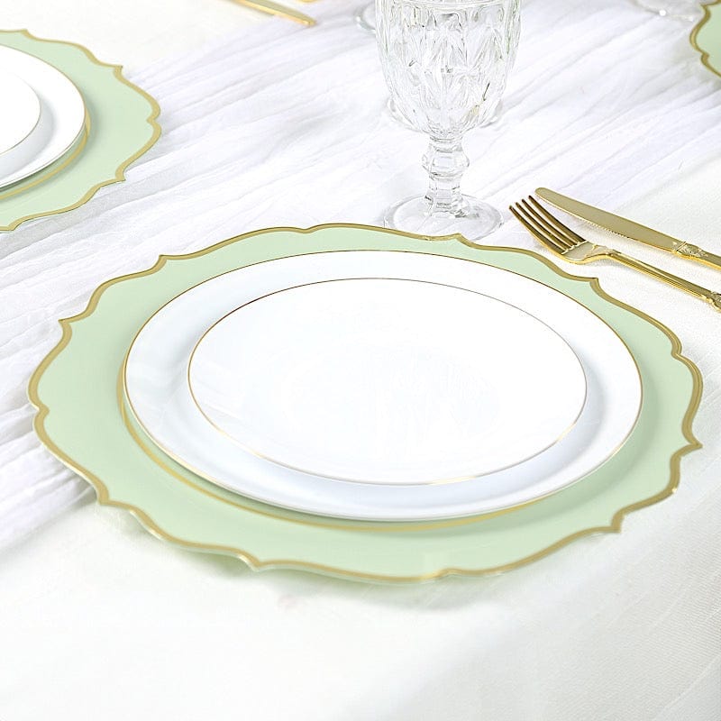 10 Pack 13 in Round Plastic Charger Plates with Scalloped Rim