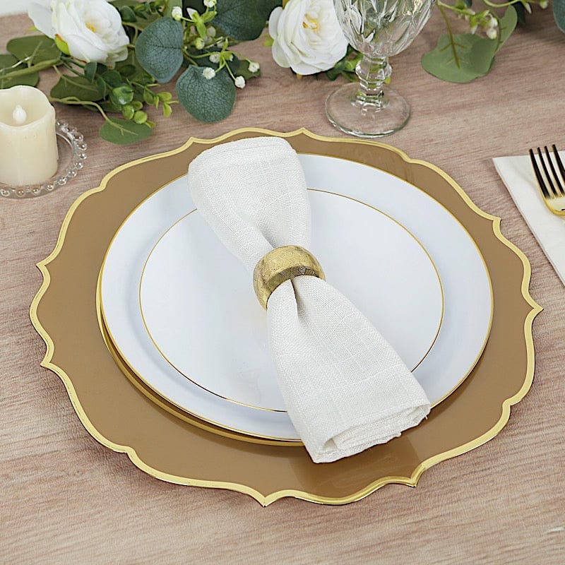 10 Pack 13 in Round Plastic Charger Plates with Scalloped Rim