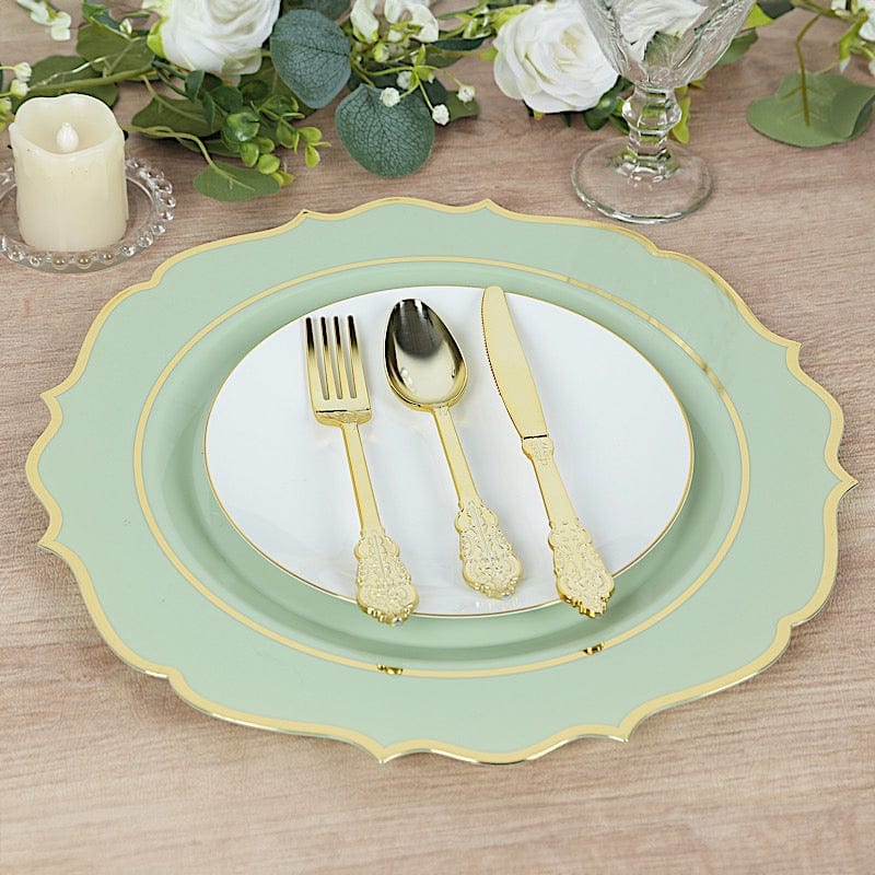 10 Pack 13 in Round Plastic Charger Plates with Scalloped Rim