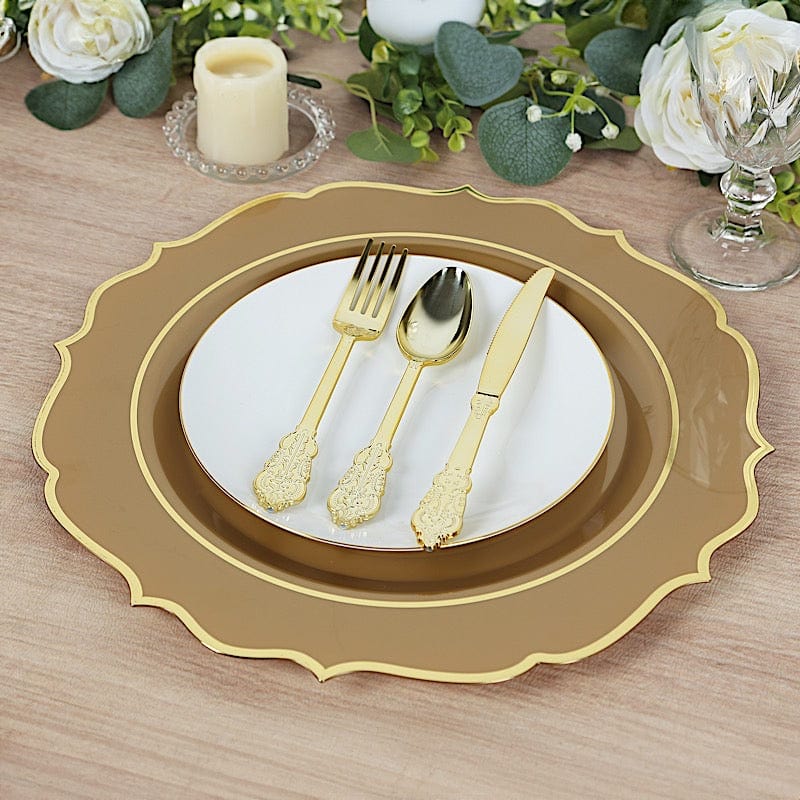 10 Pack 13 in Round Plastic Charger Plates with Scalloped Rim
