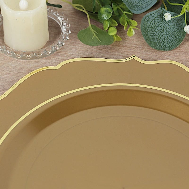 10 Pack 13 in Round Plastic Charger Plates with Scalloped Rim