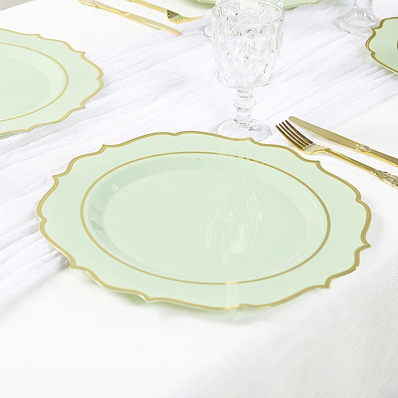10 Pack 13 in Round Plastic Charger Plates with Scalloped Rim