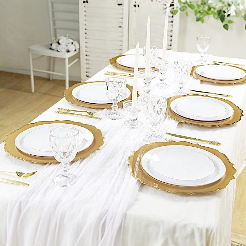 10 Pack 13 in Round Plastic Charger Plates with Scalloped Rim