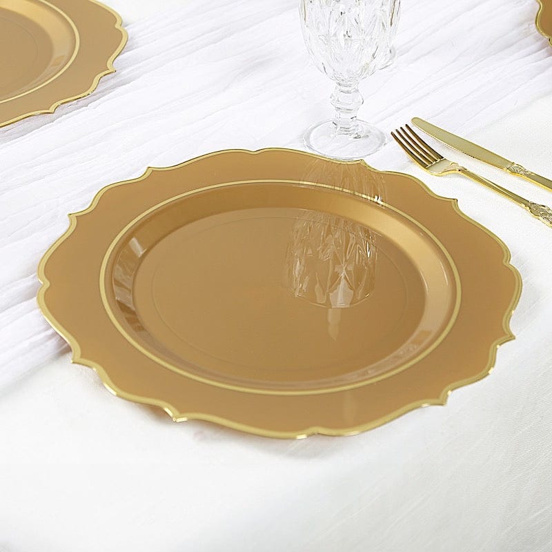 10 Pack 13 in Round Plastic Charger Plates with Scalloped Rim