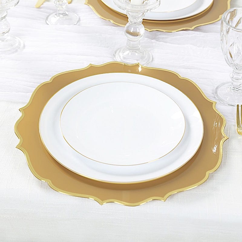 10 Pack 13 in Round Plastic Charger Plates with Scalloped Rim