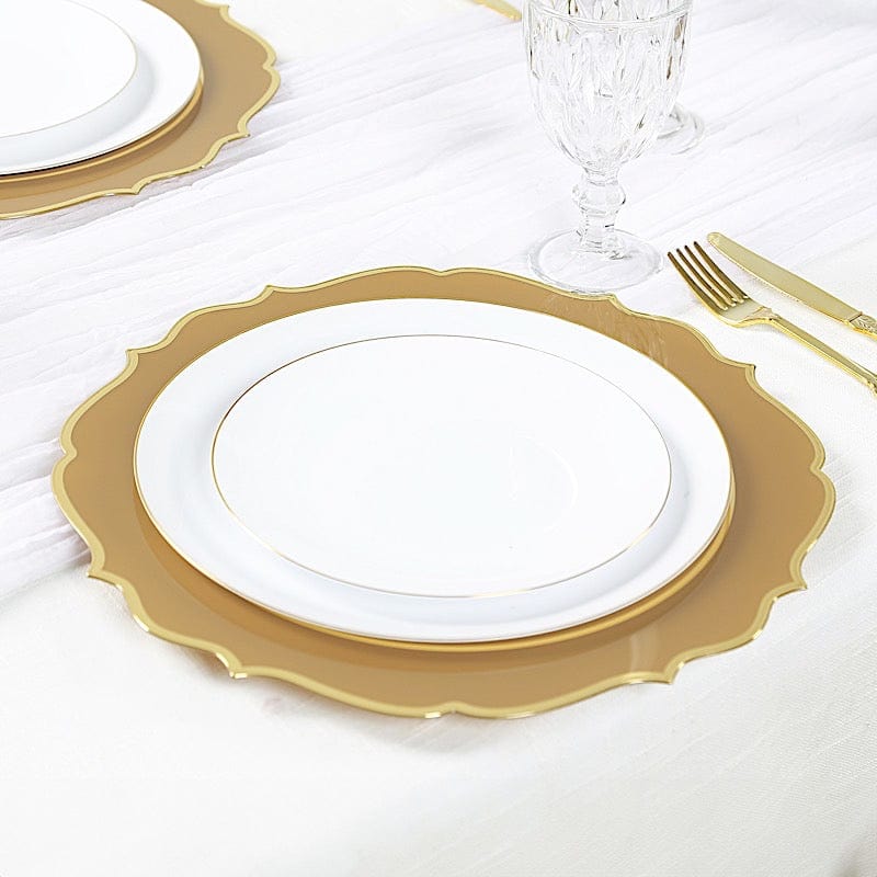 10 Pack 13 in Round Plastic Charger Plates with Scalloped Rim
