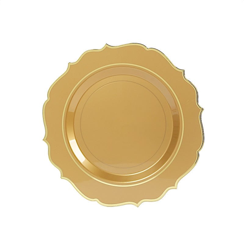 10 Pack 13 in Round Plastic Charger Plates with Scalloped Rim