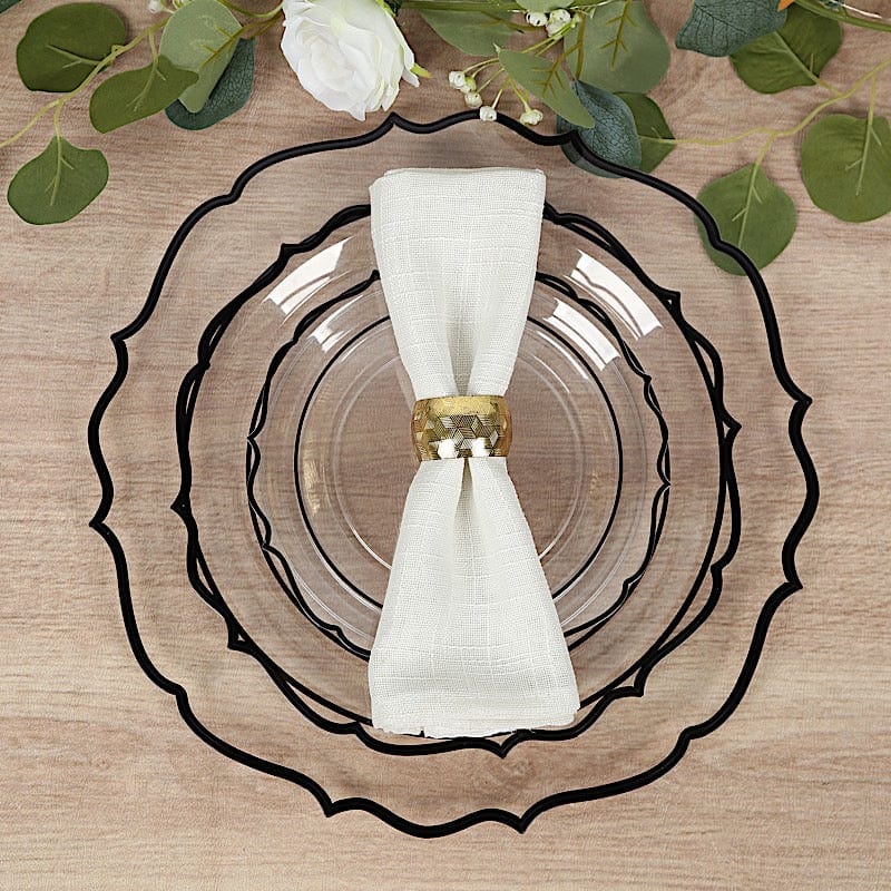 10 Pack 13 in Round Plastic Charger Plates with Scalloped Rim