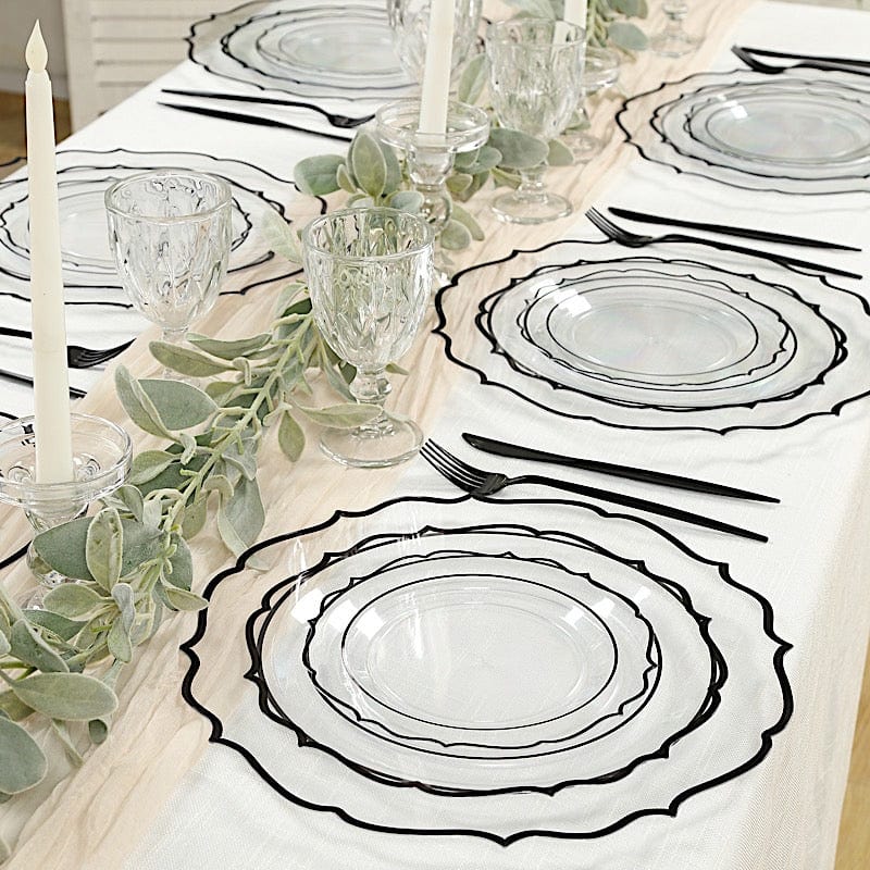 10 Pack 13 in Round Plastic Charger Plates with Scalloped Rim