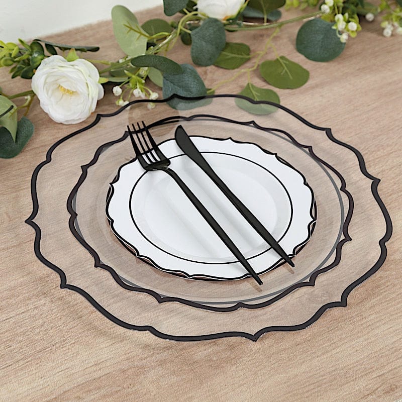 10 Pack 13 in Round Plastic Charger Plates with Scalloped Rim