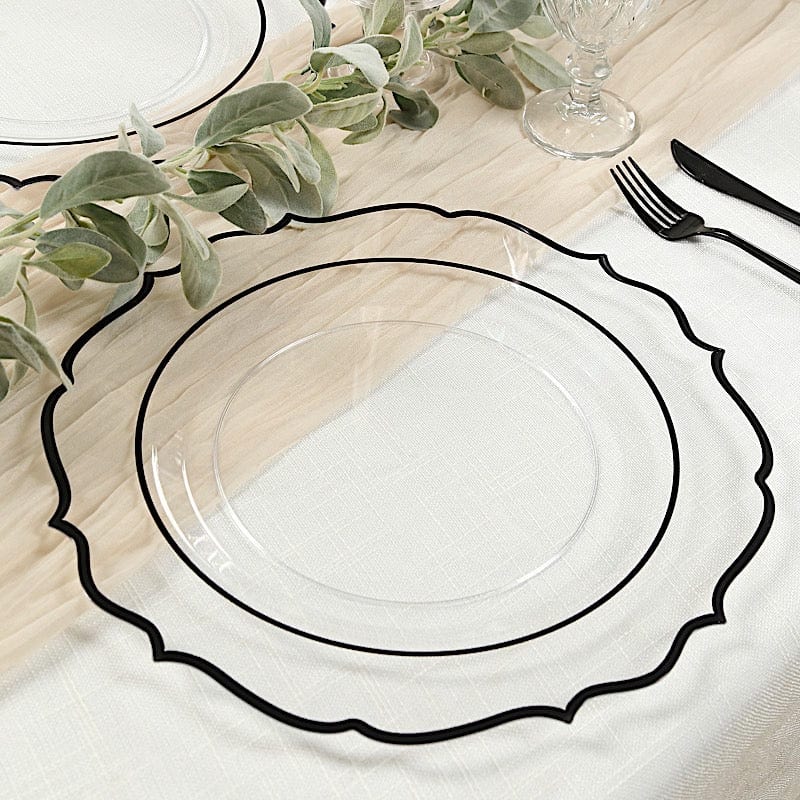 10 Pack 13 in Round Plastic Charger Plates with Scalloped Rim