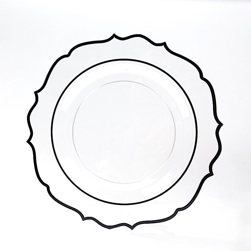 10 Pack 13 in Round Plastic Charger Plates with Scalloped Rim