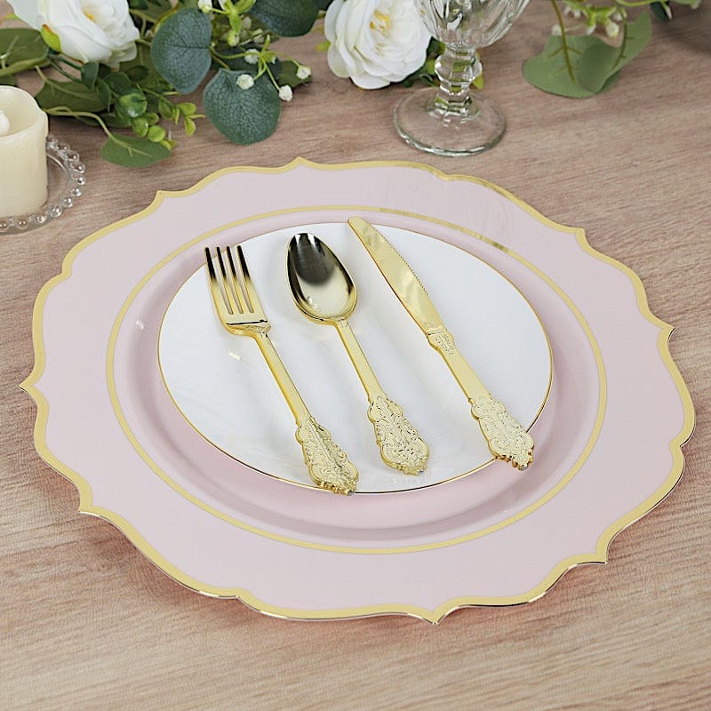 10 Pack 13 in Round Plastic Charger Plates with Scalloped Rim