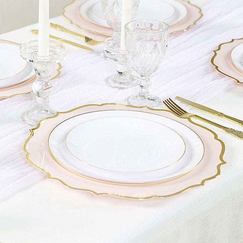 10 Pack 13 in Round Plastic Charger Plates with Scalloped Rim