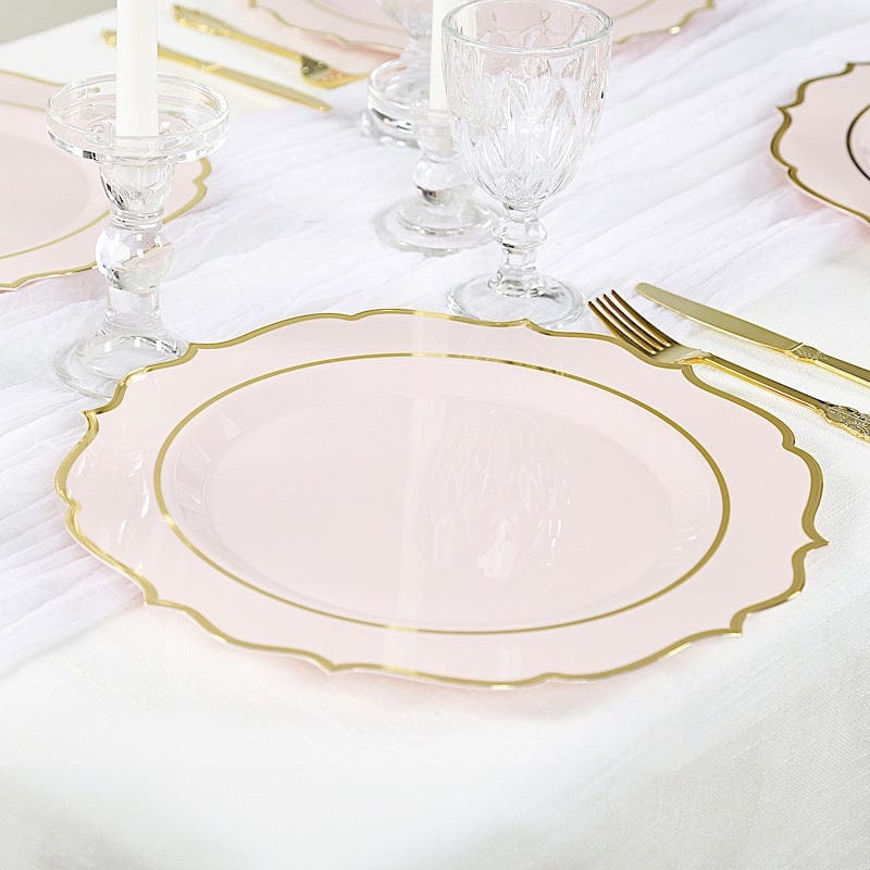 10 Pack 13 in Round Plastic Charger Plates with Scalloped Rim