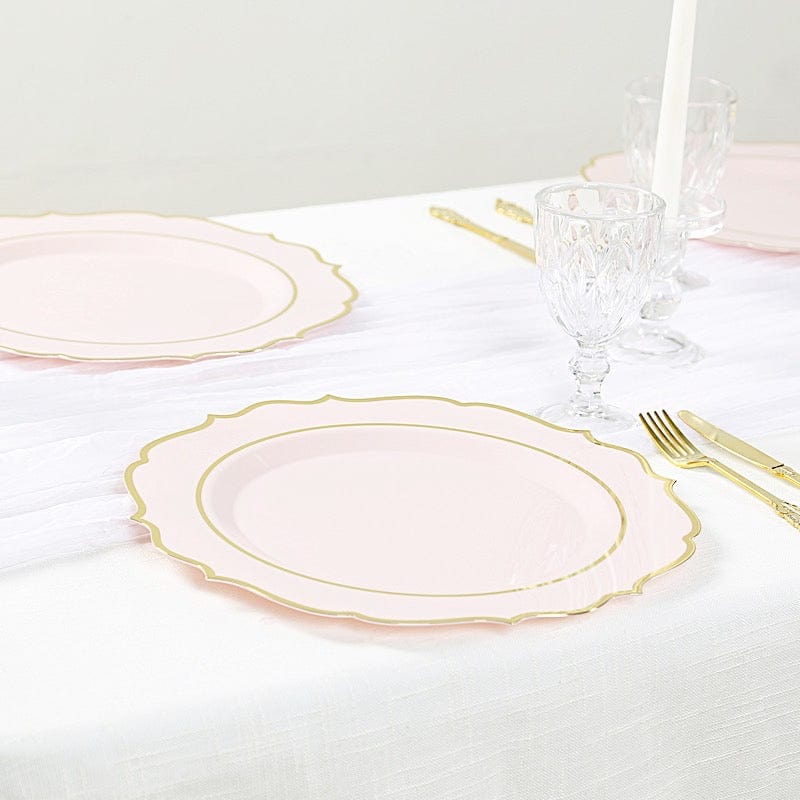 10 Pack 13 in Round Plastic Charger Plates with Scalloped Rim