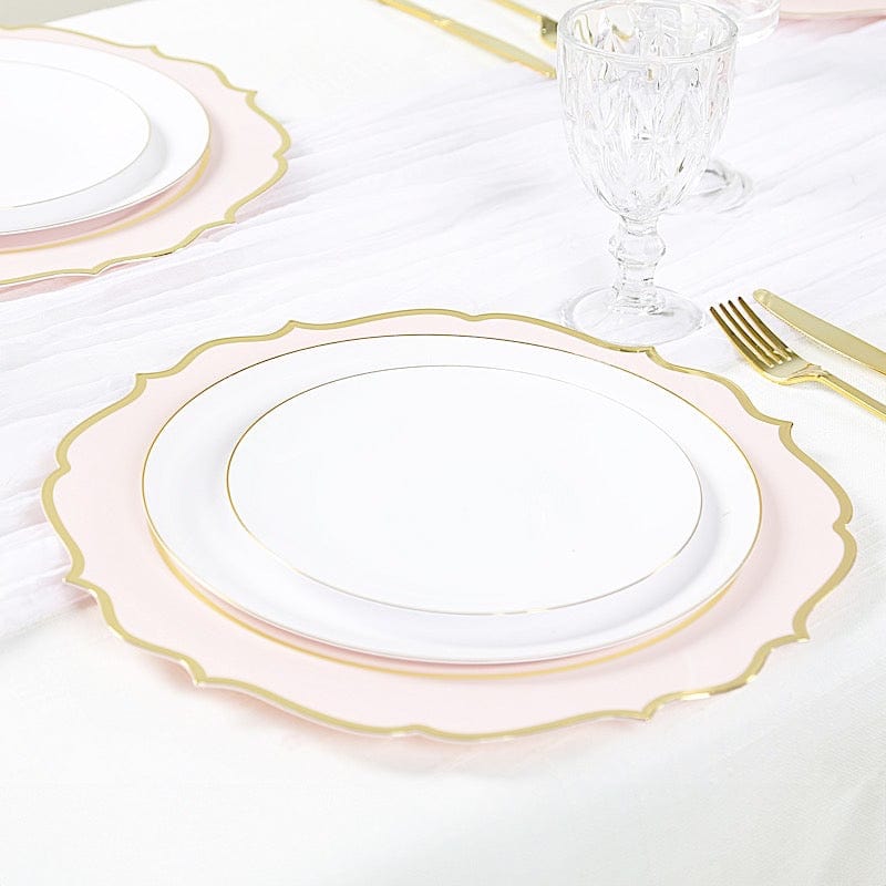 10 Pack 13 in Round Plastic Charger Plates with Scalloped Rim