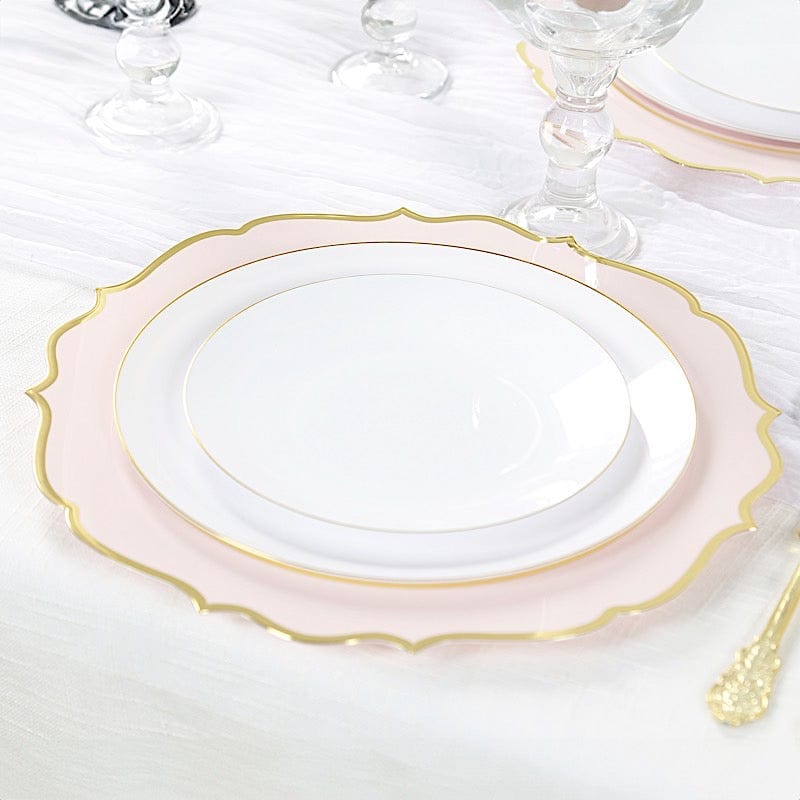 10 Pack 13 in Round Plastic Charger Plates with Scalloped Rim