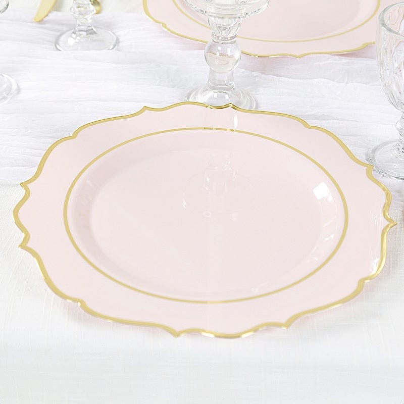 10 Pack 13 in Round Plastic Charger Plates with Scalloped Rim
