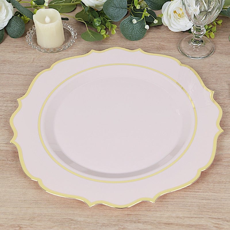 10 Pack 13 in Round Plastic Charger Plates with Scalloped Rim