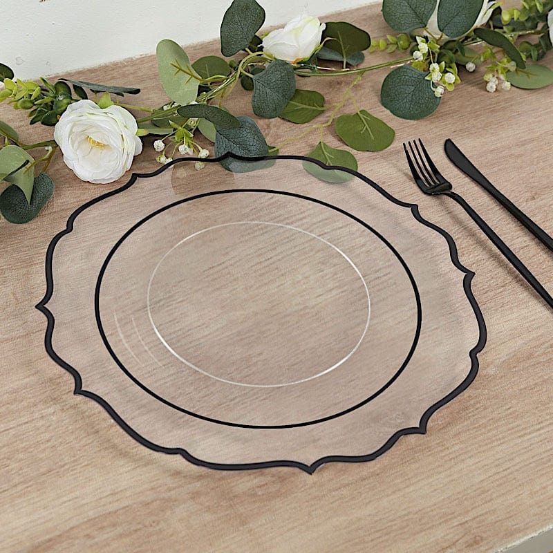 10 Pack 13 in Round Plastic Charger Plates with Scalloped Rim