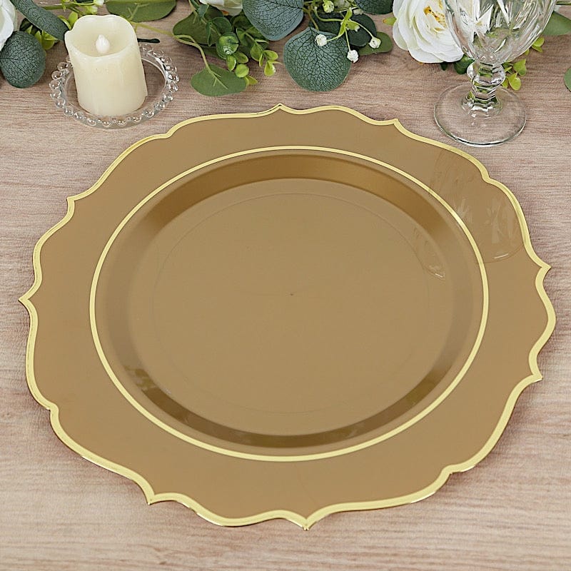 10 Pack 13 in Round Plastic Charger Plates with Scalloped Rim
