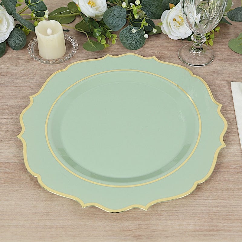 10 Pack 13 in Round Plastic Charger Plates with Scalloped Rim