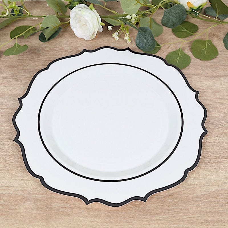 10 Pack 13 in Round Plastic Charger Plates with Scalloped Rim
