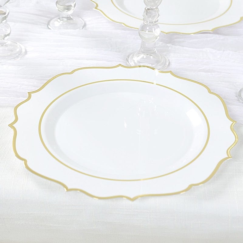 10 Pack 13 in Round Plastic Charger Plates with Scalloped Rim