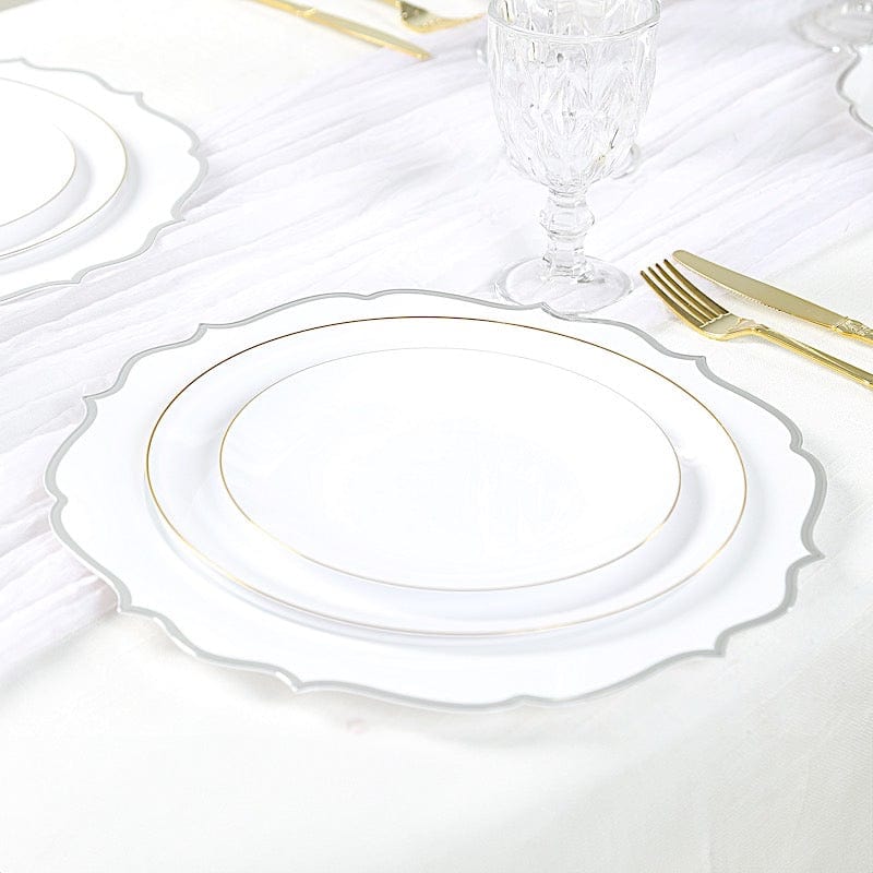10 Pack 13 in Round Plastic Charger Plates with Scalloped Rim