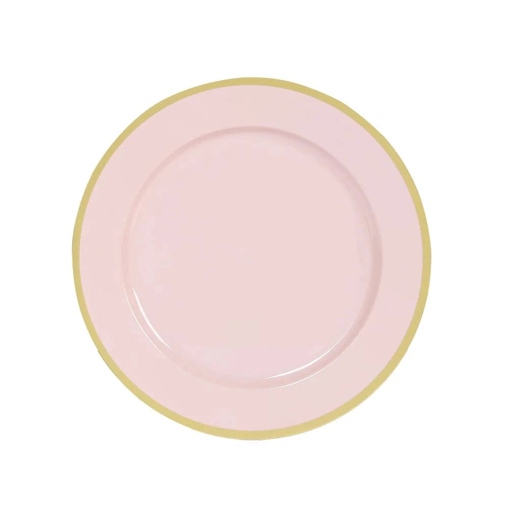 10 pcs 12 in Round Heavy Duty Plastic Charger Plates with Metallic Trim