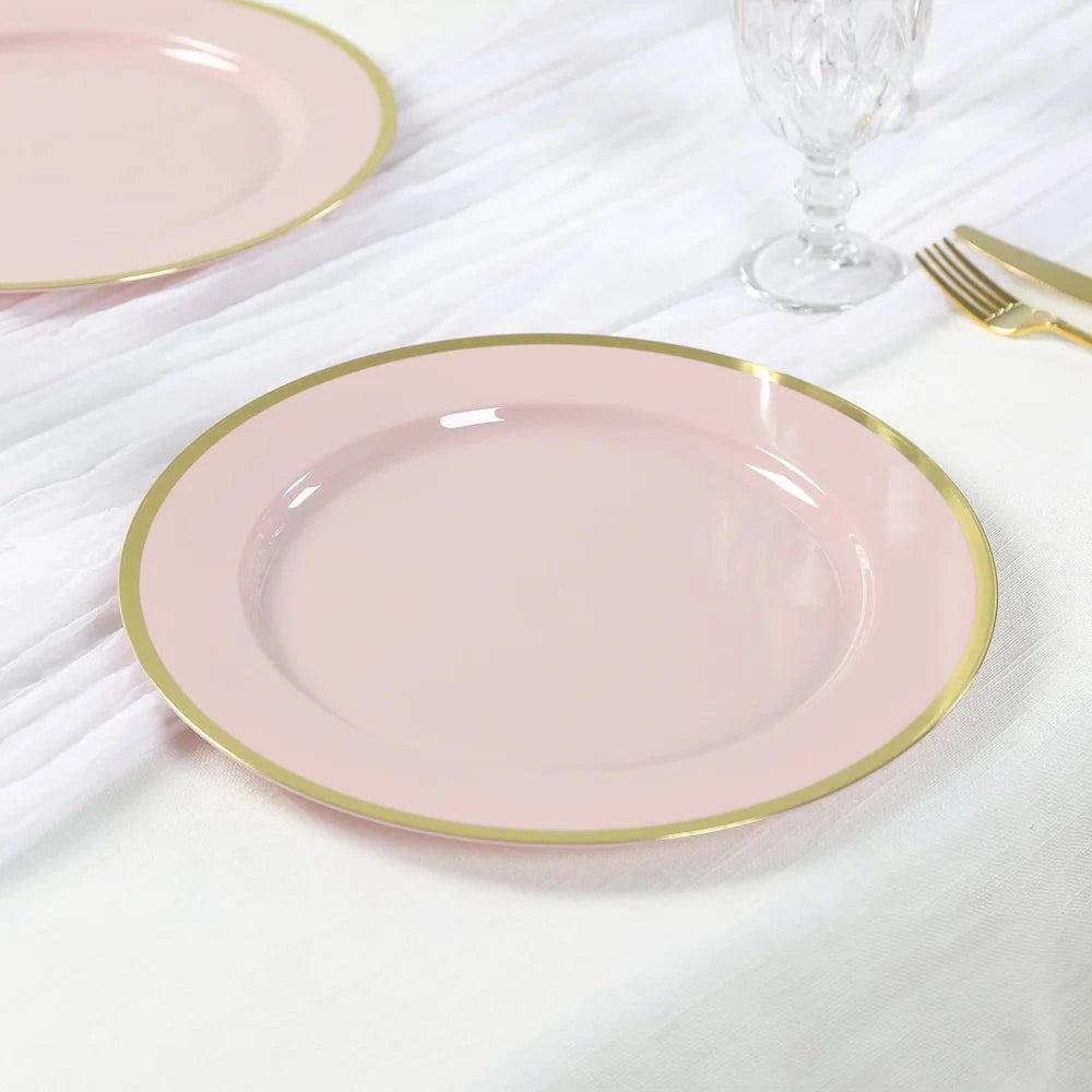 10 pcs 12 in Round Heavy Duty Plastic Charger Plates with Metallic Trim