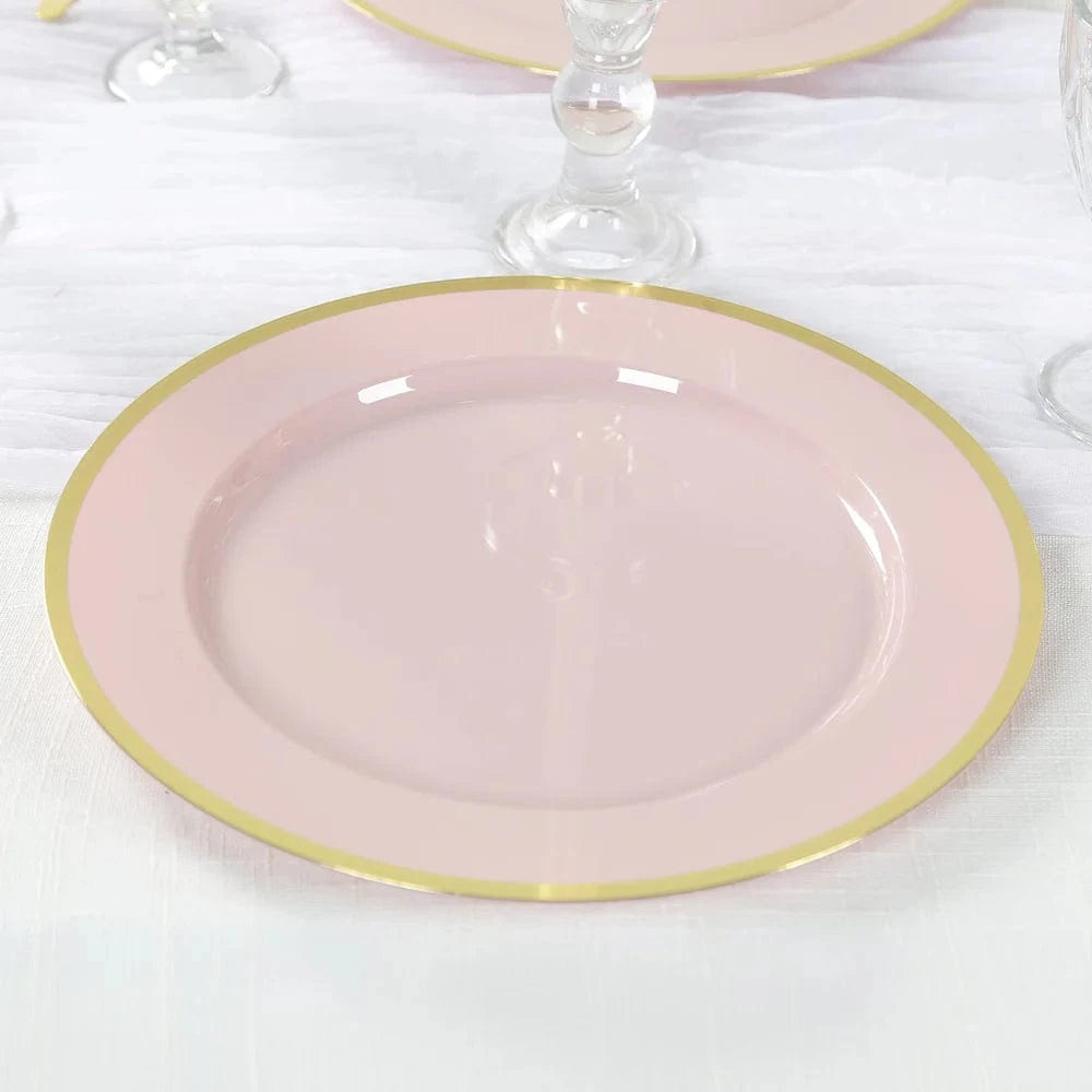 10 pcs 12 in Round Heavy Duty Plastic Charger Plates with Metallic Trim