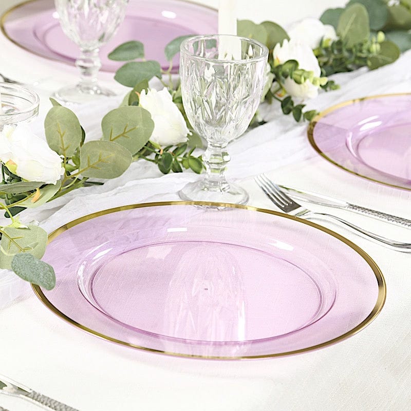 10 pcs 12 in Round Heavy Duty Plastic Charger Plates with Metallic Trim
