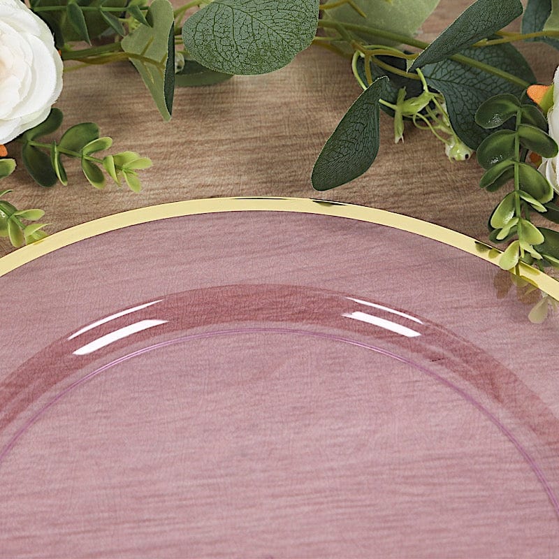 10 pcs 12 in Round Heavy Duty Plastic Charger Plates with Metallic Trim