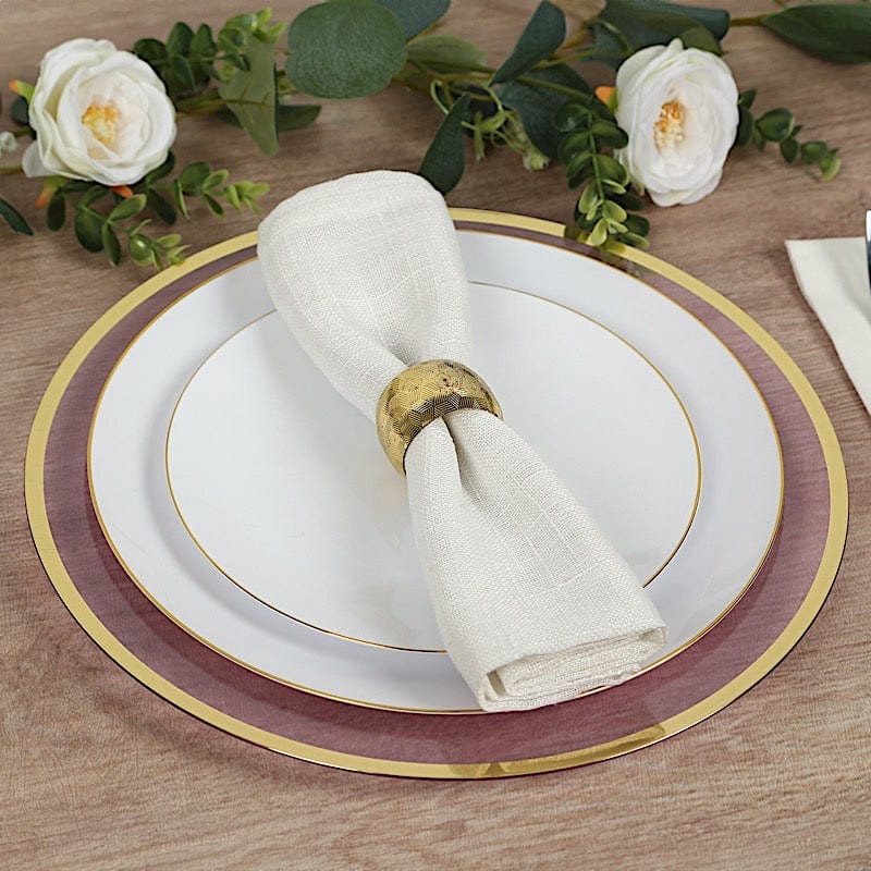 10 pcs 12 in Round Heavy Duty Plastic Charger Plates with Metallic Trim