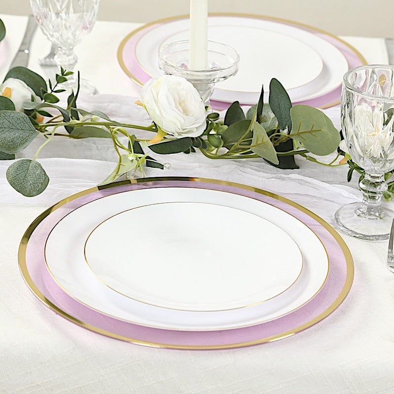 10 pcs 12 in Round Heavy Duty Plastic Charger Plates with Metallic Trim