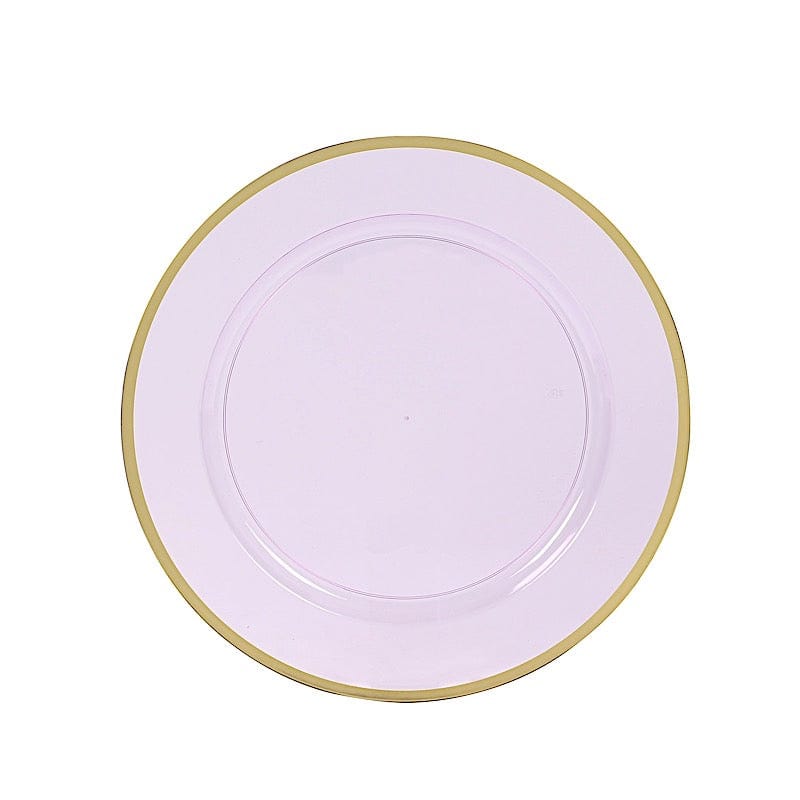 10 pcs 12 in Round Heavy Duty Plastic Charger Plates with Metallic Trim
