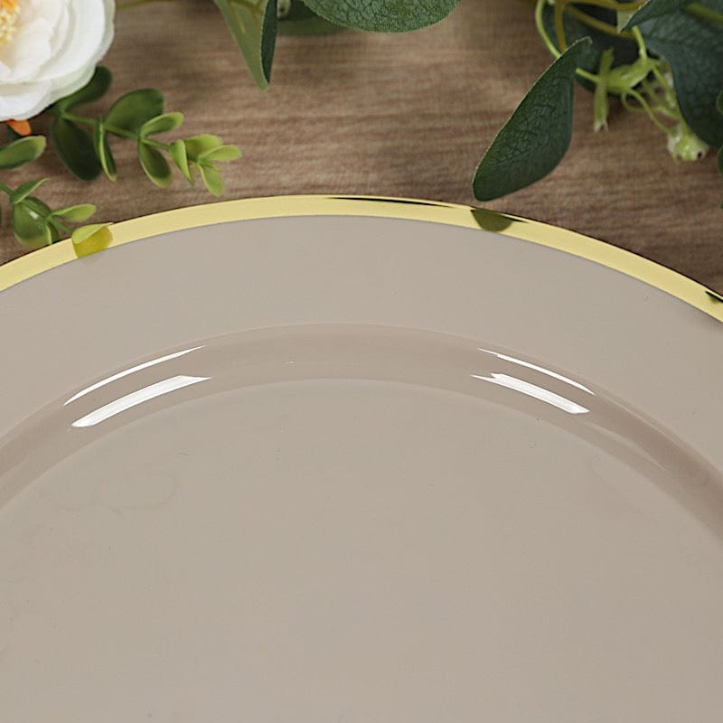 10 pcs 12 in Round Heavy Duty Plastic Charger Plates with Metallic Trim